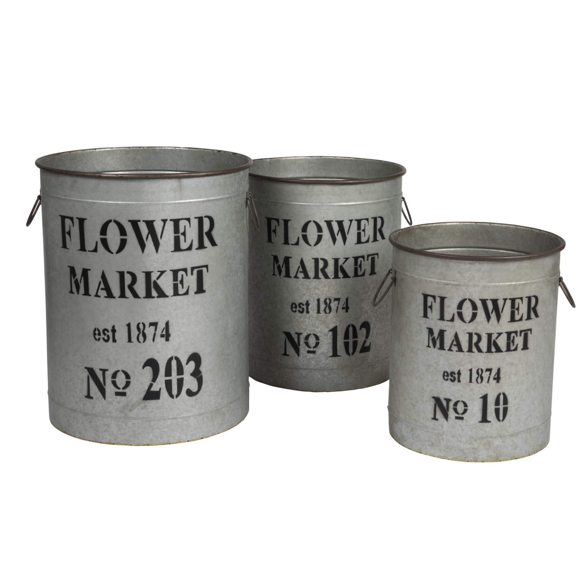 Hello Honey® Metal Flower Market Buckets Set